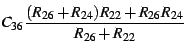 $\displaystyle C_{36}\frac{(R_{26}+R_{24})R_{22}+R_{26}R_{24}}{R_{26}+R_{22}}$